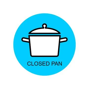 Closed pan for cooking outline vector for packaging design Stock Illustration