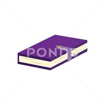 Closed paper book or diary with violet hardcover and clasp isolated on white Stock Illustration