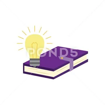 Closed paper book or diary with violet hardcover and clasp and luminous light Stock Illustration