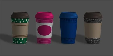 Closed paper cup set Stock Illustration