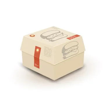 Closed paper package with burger Stock Illustration