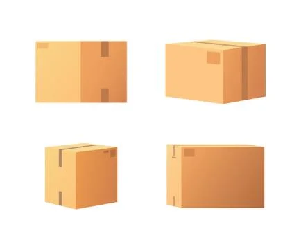 Closed Parcel Icons from Side, Back and Front view 库存插图