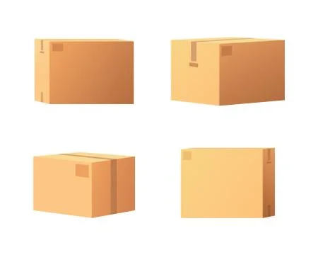 Closed Parcel Icons from Side, Back and Front view 库存插图