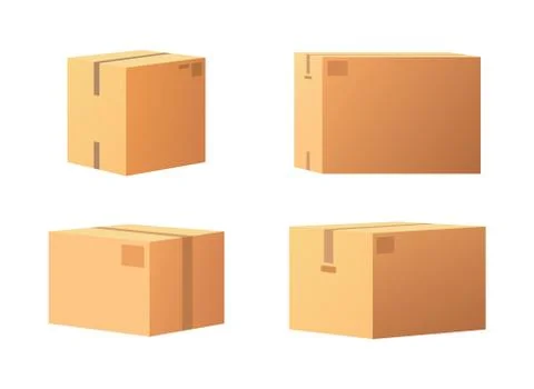 Closed Parcel Icons from Side, Back and Front view Illustrazione stock