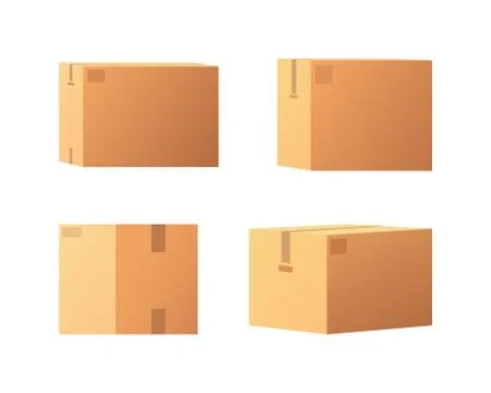Closed Parcel Icons from Side, Back and Front view イラスト素材