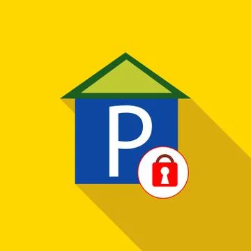 Closed parking icon, flat style Ilustração Stock