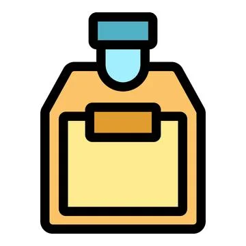 Closed perfume bottle with blank label and blue cap icon Stock Illustration