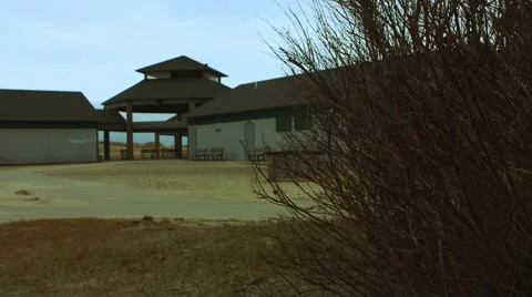 Closed Picnic Area at the Beach During The Winter Video stock 45372372