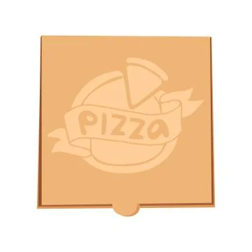 Closed pizza box vector illustration delivery service craft isolated on Stock Illustration