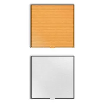 Closed pizza packaging blank mockup realistic cardboard two boxes of white an Stock Illustration