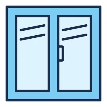 Closed Plastic Portal vector Window blue icon or logo element Ilustración de archivo