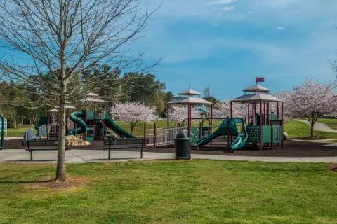 Closed playground Coronavirus lock down Stock Photos