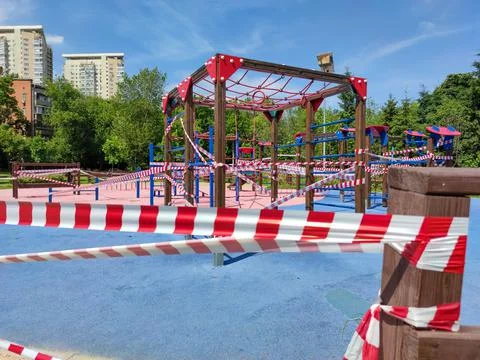 Closed playground due to coronavirus Stock Photos