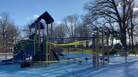 Closed Playground In The Wind Stock Footage 128384470