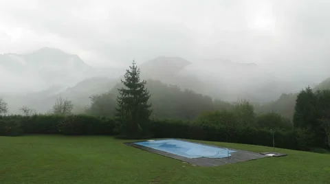 Closed pool in winter Stock Footage 58260941