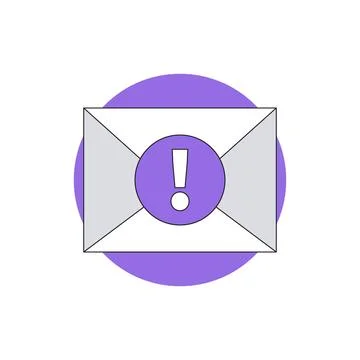 Closed postal envelope with an exclamation mark Stock Illustration