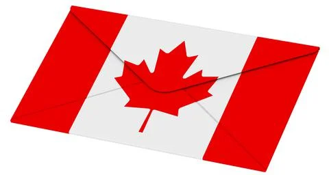 Closed postal envelope with flag of Canada 스톡 일러스트