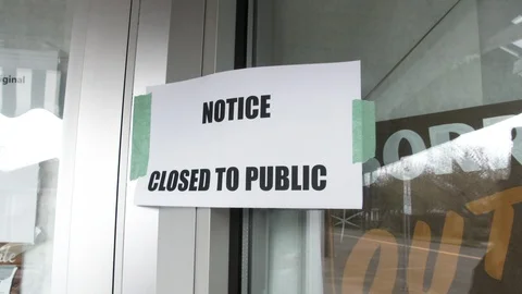 Closed To Public Notice With An Optimistic Future Stock Footage 127542988