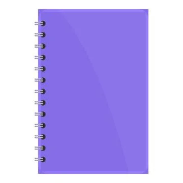 Closed purple notebook with spiral binding for taking notes Illustrazione stock