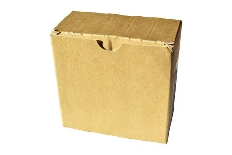 Closed rectangular cardboard box with corrugated cardboard Foto stock