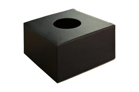 Closed rectangular cardboard box with corrugated cardboard lid, on white Stock Photos