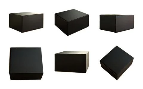 Closed rectangular cardboard box with corrugated cardboard lid isolated on white Stockfoto's