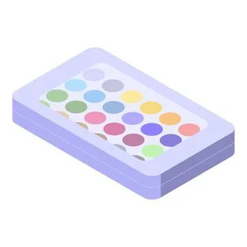 Closed rectangular watercolor palette containing many different colored wat.. Stock Illustration
