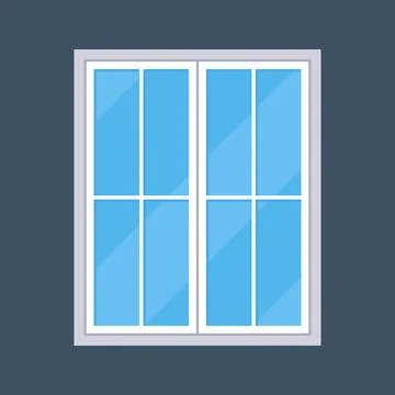 Closed Rectangular Window Flat Icon on Dark Blue Background Ilustración de archivo
