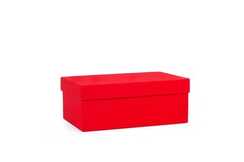 A closed red box isolated on a white background Foto stock