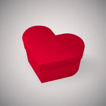 Closed red box in the shape of a heart, Realistic vector illustration Stock Illustration