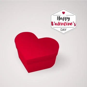 Closed red box in the shape of a heart, Present for St. Valentine's Day Stock Illustration