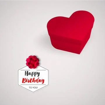 Closed red box in the shape of a heart, Birthday gift. Stock Illustration