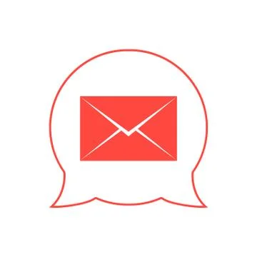 Closed red envelope in double speech bubble Stock Illustration