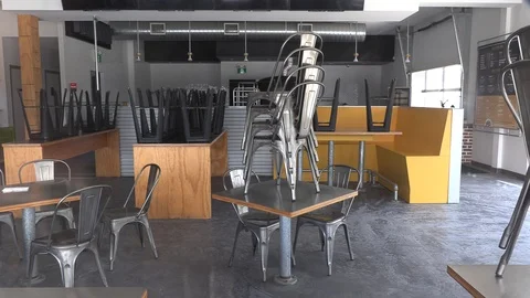 Closed restaurants and stores due to COVID 19 coronavirus pandemic Stock Footage 126567213