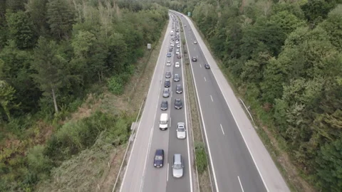 Closed road due to an accident many cars are waiting to pass Stock Footage 162453244