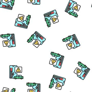 Closed road warning vector seamless pattern 스톡 일러스트