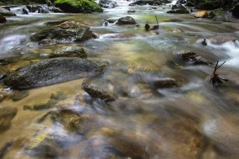 Closed up of a rock formation in a river. Stock Photos