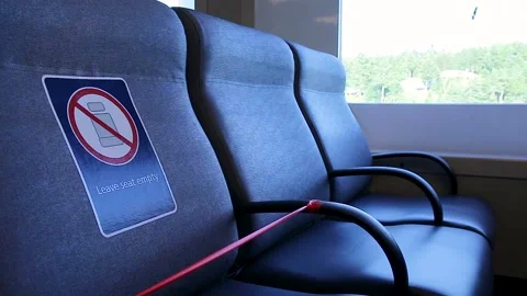 Closed off rows of seats on a ferry boat as a measure to maintain social Video stock 132369044