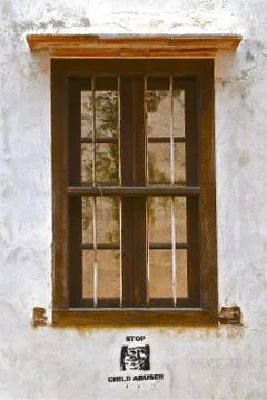Closed rustic wooden window Stock Photos