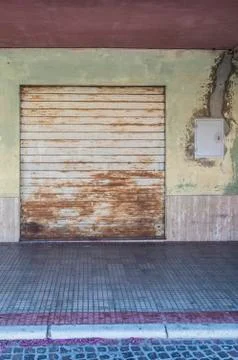 Closed rusty shutter Stock Photos