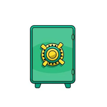 Closed safe in flat style. Bank safe security Stock Illustration