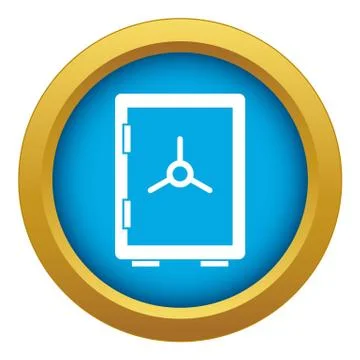 Closed safe icon blue vector isolated Stock Illustration