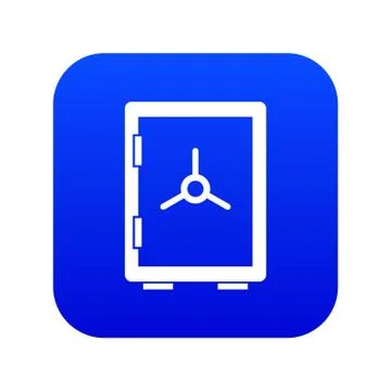Closed safe icon digital blue Stock Illustration