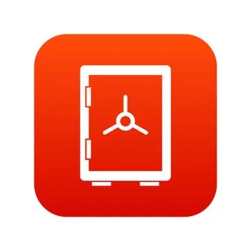 Closed safe icon digital red Stockillustratie