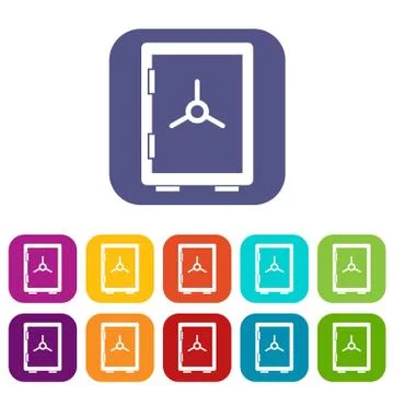 Closed safe icons set Illustrazione stock