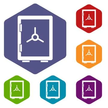 Closed safe icons set 스톡 일러스트
