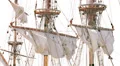 Closed sails - Antique pirate sail ship HD Footage