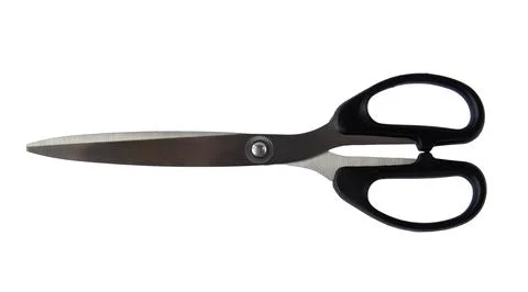 Closed scissors close-up isolated on a white background Stock Photos