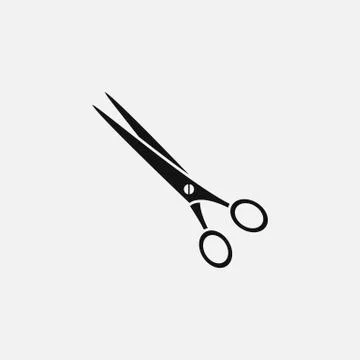 Closed scissors haircut black icon Stock Illustration