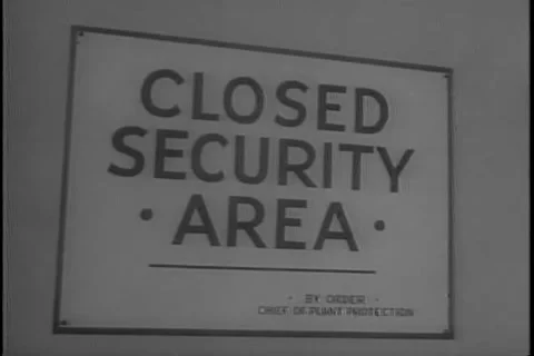 Closed Security Area sign 1950s Stock Footage 150367723